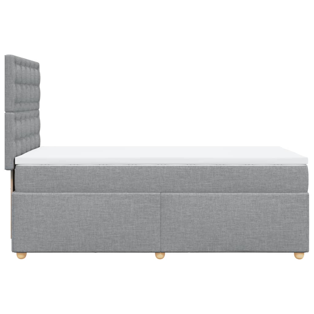 Κρεβάτι Boxspring με Στρώμα Ανοιχτό Γκρι 90x190 εκ. Υφασμάτινο - Pakobazaar