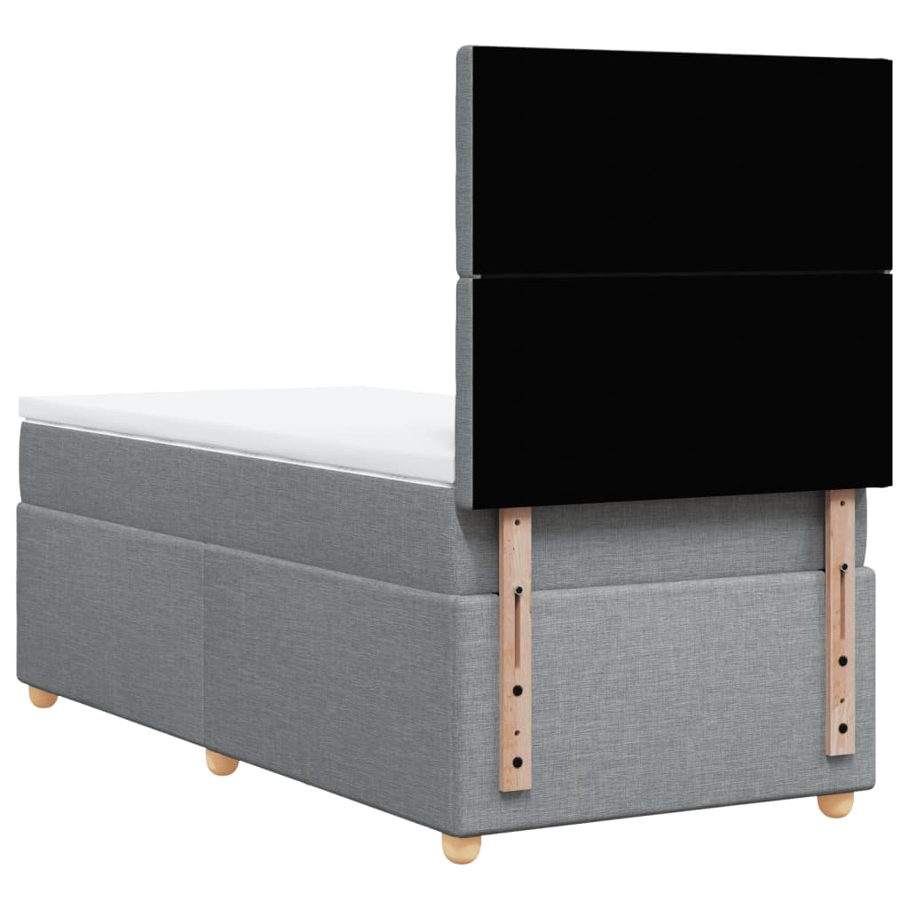 Κρεβάτι Boxspring με Στρώμα Ανοιχτό Γκρι 90x190 εκ. Υφασμάτινο - Pakobazaar