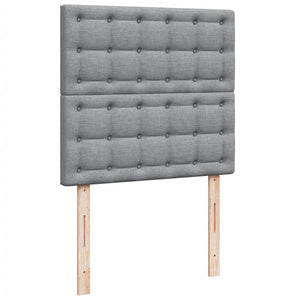 Κρεβάτι Boxspring με Στρώμα Ανοιχτό Γκρι 90x190 εκ. Υφασμάτινο - Pakobazaar
