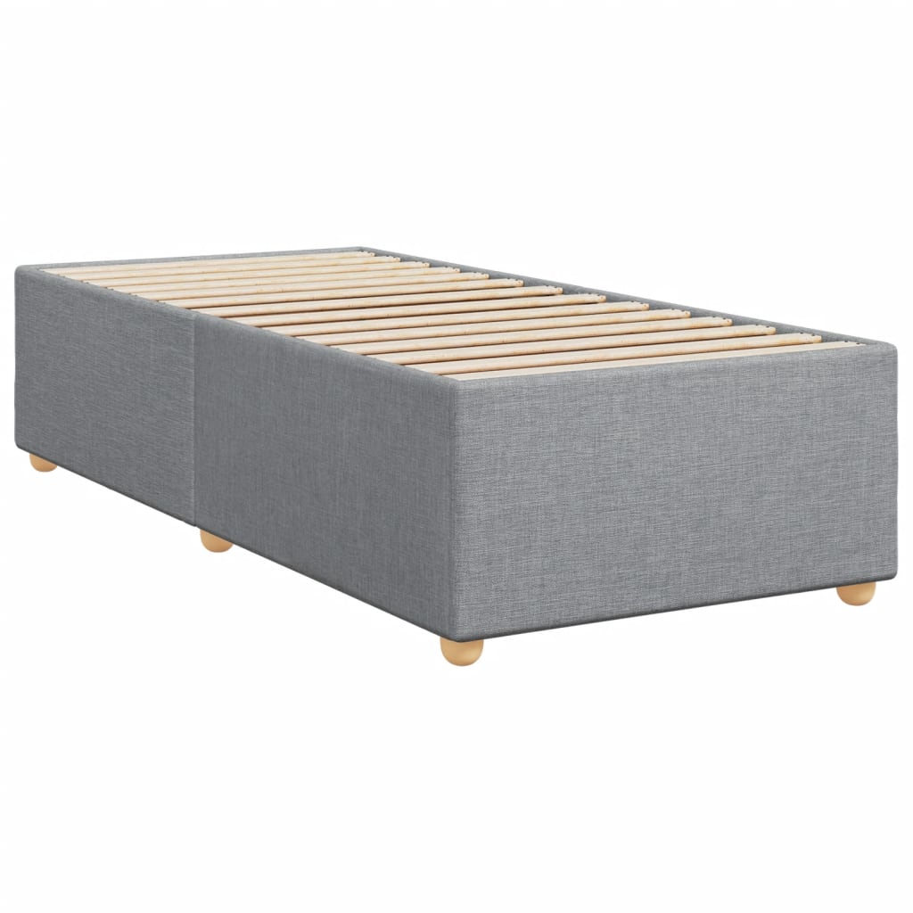 Κρεβάτι Boxspring με Στρώμα Ανοιχτό Γκρι 90x190 εκ. Υφασμάτινο - Pakobazaar