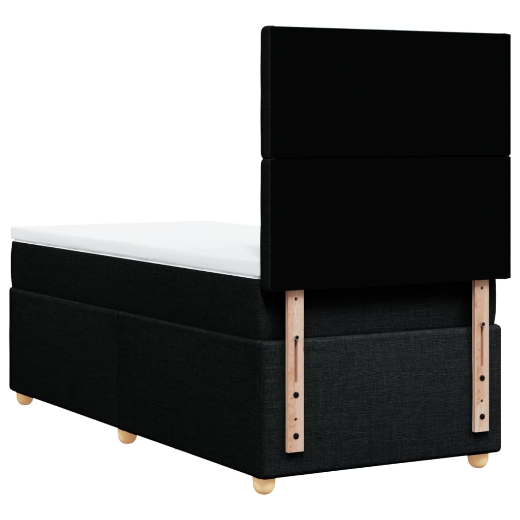 Κρεβάτι Boxspring με Στρώμα Μαύρο 90x190 εκ.Υφασμάτινο - Pakobazaar