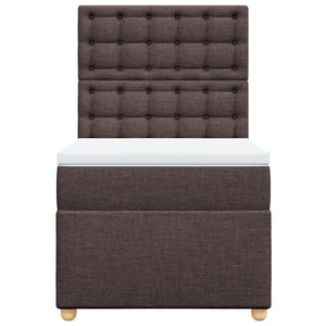 Κρεβάτι Boxspring με Στρώμα Σκούρο Καφέ 90x190 εκ. Υφασμάτινο