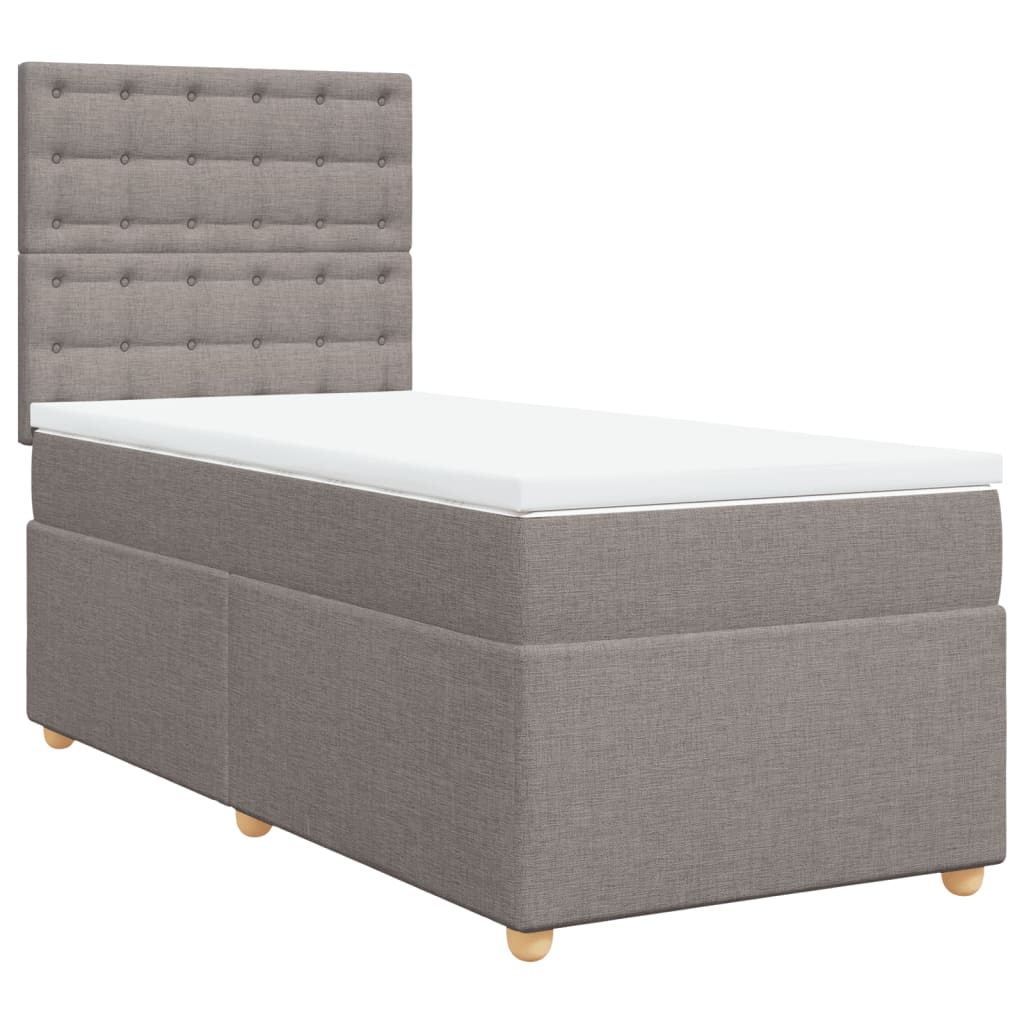 Κρεβάτι Boxspring με Στρώμα Taupe 90x190 εκ.Υφασμάτινο