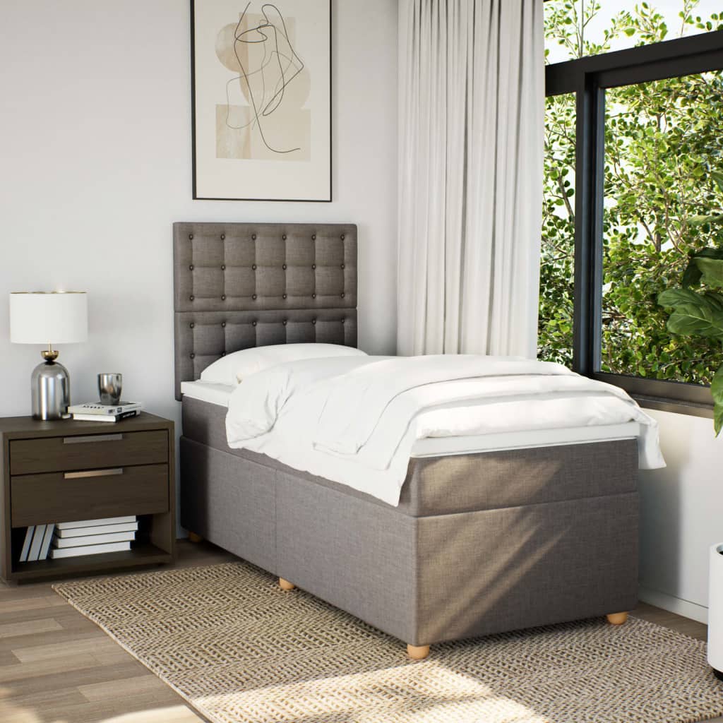 Κρεβάτι Boxspring με Στρώμα Taupe 90x190 εκ.Υφασμάτινο