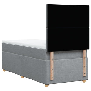 Κρεβάτι Boxspring με Στρώμα Ανοιχτό Γκρι 90x200 εκ. Υφασμάτινο