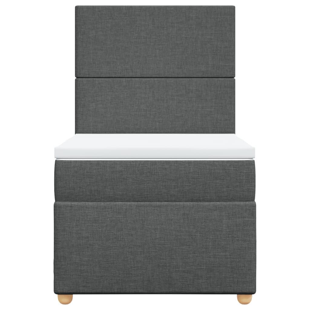 Κρεβάτι Boxspring με Στρώμα Σκούρο Γκρι 90x200 εκ. Υφασμάτινο - Pakobazaar