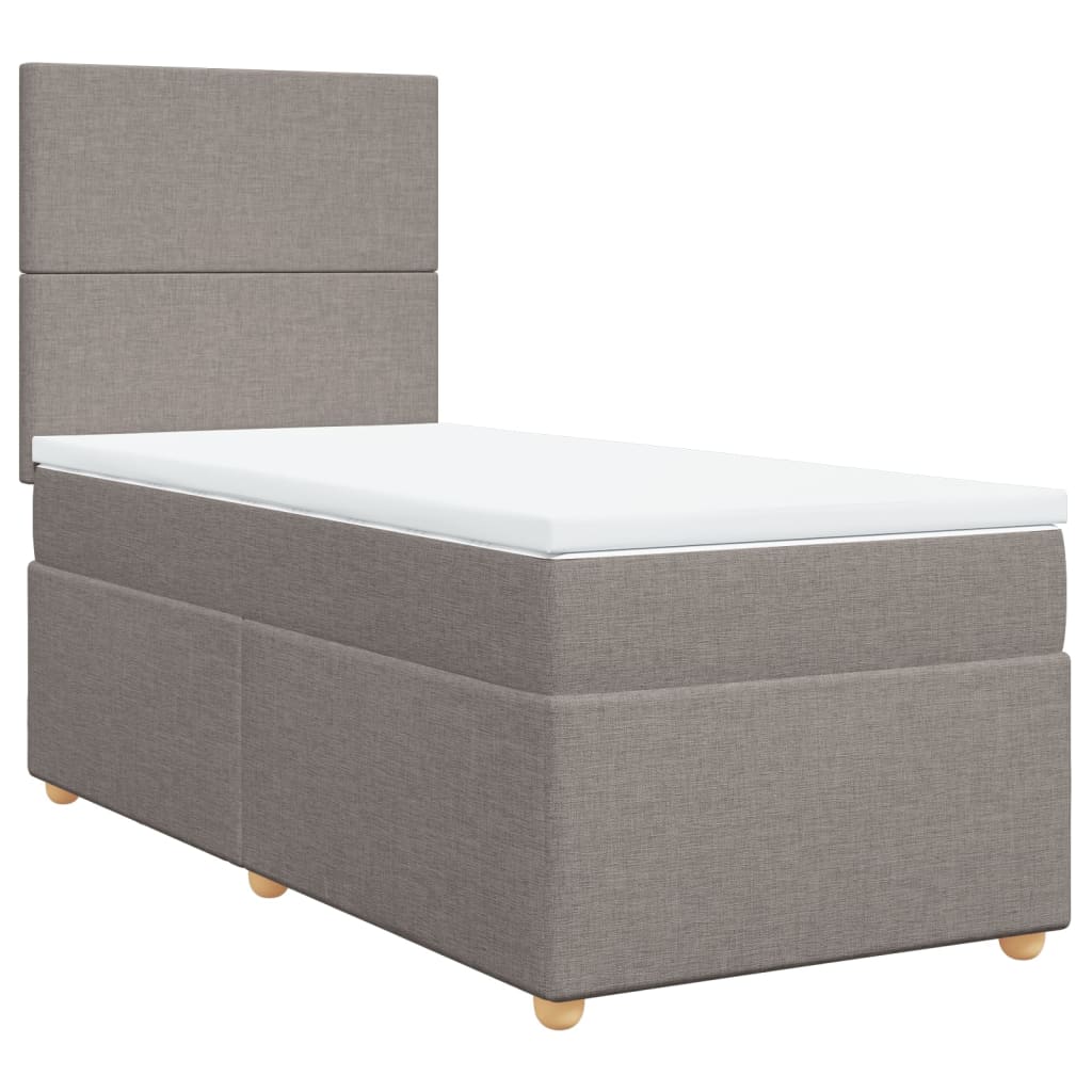 Κρεβάτι Boxspring με Στρώμα Taupe 90x200 εκ. Υφασμάτινο