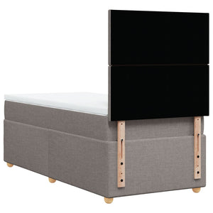 Κρεβάτι Boxspring με Στρώμα Taupe 90x200 εκ. Υφασμάτινο