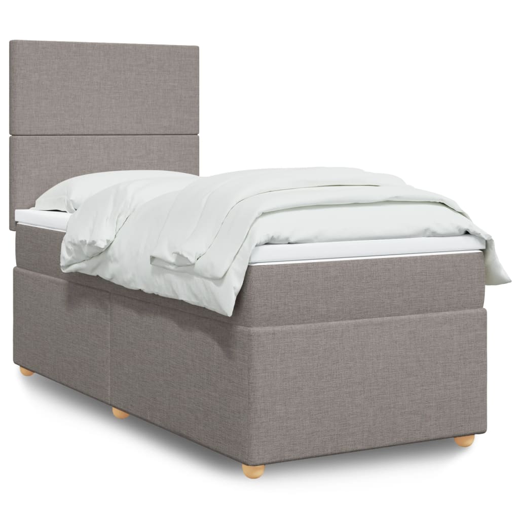 Κρεβάτι Boxspring με Στρώμα Taupe 90x200 εκ. Υφασμάτινο