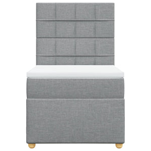 Κρεβάτι Boxspring με Στρώμα Ανοιχτό Γκρι 90x200 εκ. Υφασμάτινο - Pakobazaar