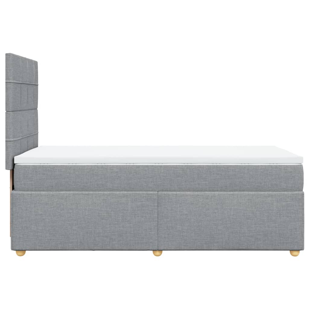 Κρεβάτι Boxspring με Στρώμα Ανοιχτό Γκρι 90x200 εκ. Υφασμάτινο - Pakobazaar