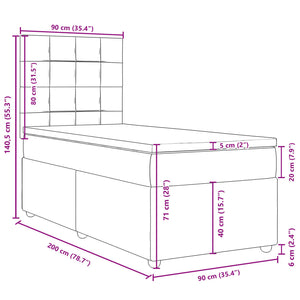 Κρεβάτι Boxspring με Στρώμα Σκούρο Γκρι 90x200 εκ. Υφασμάτινο - Pakobazaar