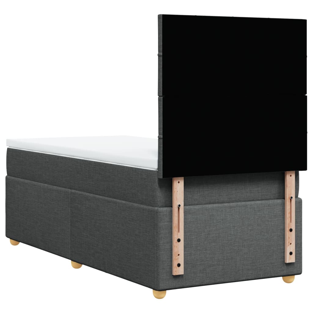 Κρεβάτι Boxspring με Στρώμα Σκούρο Γκρι 90x200 εκ. Υφασμάτινο - Pakobazaar