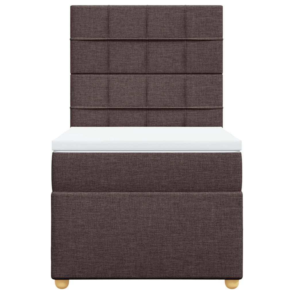 Κρεβάτι Boxspring με Στρώμα Σκούρο Καφέ 90x200 εκ. Υφασμάτινο