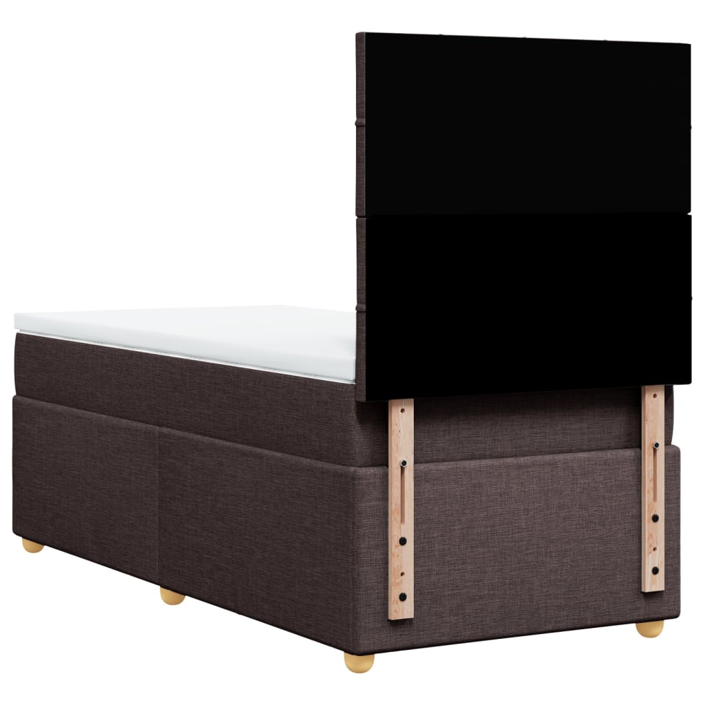 Κρεβάτι Boxspring με Στρώμα Σκούρο Καφέ 90x200 εκ. Υφασμάτινο