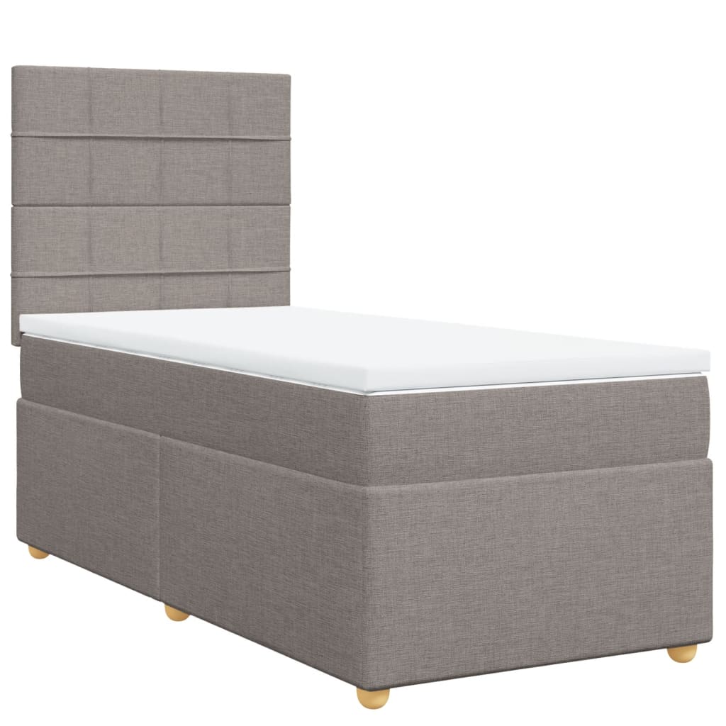 Κρεβάτι Boxspring με Στρώμα Taupe 90x200 εκ. Υφασμάτινο - Pakobazaar