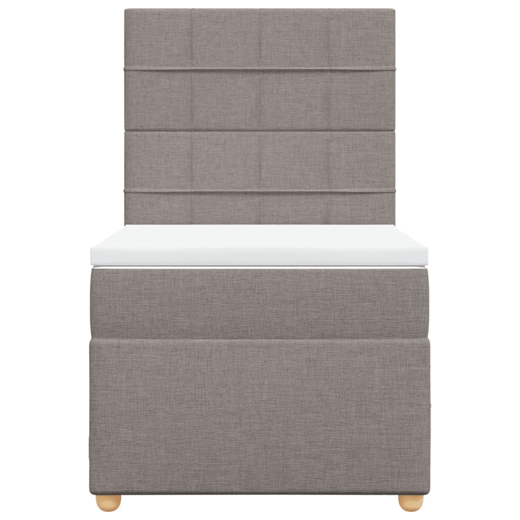 Κρεβάτι Boxspring με Στρώμα Taupe 90x200 εκ. Υφασμάτινο - Pakobazaar