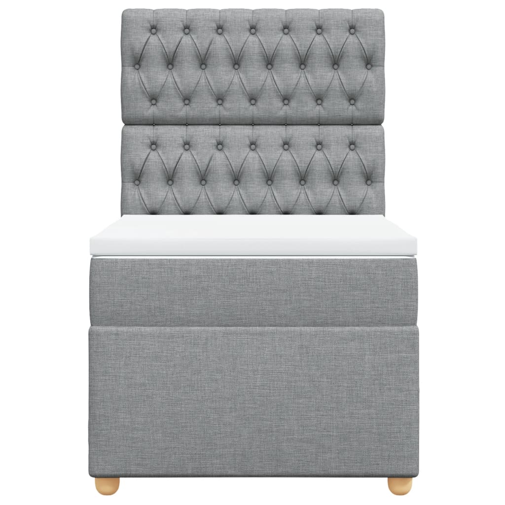 Κρεβάτι Boxspring με Στρώμα Ανοιχτό Γκρι 90x200 εκ. Υφασμάτινο - Pakobazaar
