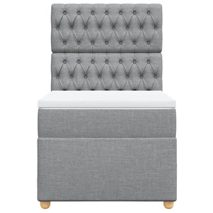 Κρεβάτι Boxspring με Στρώμα Ανοιχτό Γκρι 90x200 εκ. Υφασμάτινο - Pakobazaar