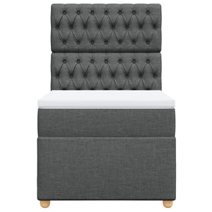 Κρεβάτι Boxspring με Στρώμα Σκούρο Γκρι 90x200 εκ. Υφασμάτινο - Pakobazaar
