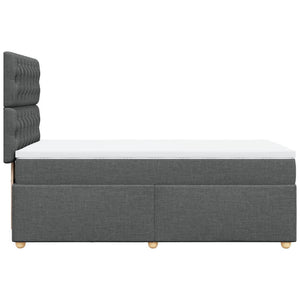 Κρεβάτι Boxspring με Στρώμα Σκούρο Γκρι 90x200 εκ. Υφασμάτινο - Pakobazaar