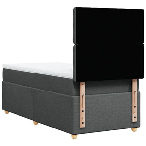 Κρεβάτι Boxspring με Στρώμα Σκούρο Γκρι 90x200 εκ. Υφασμάτινο - Pakobazaar