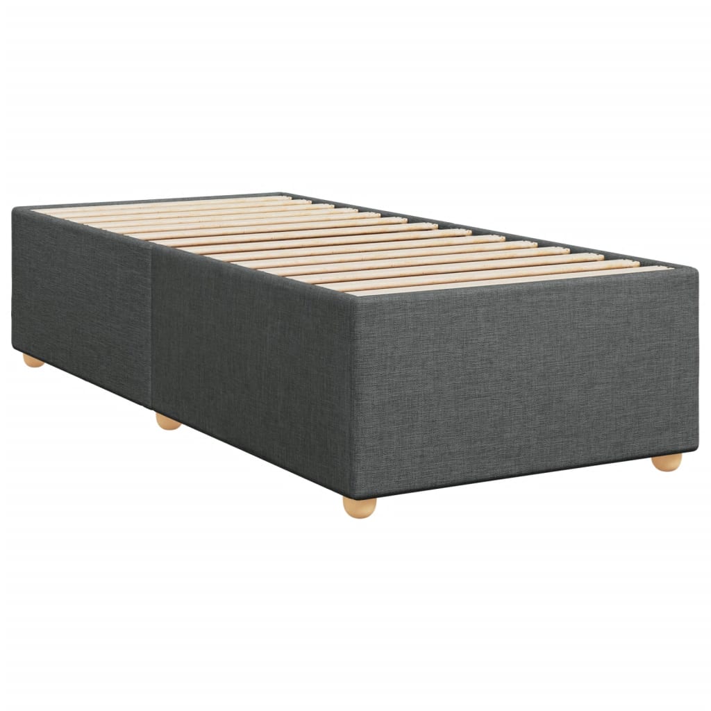Κρεβάτι Boxspring με Στρώμα Σκούρο Γκρι 90x200 εκ. Υφασμάτινο - Pakobazaar