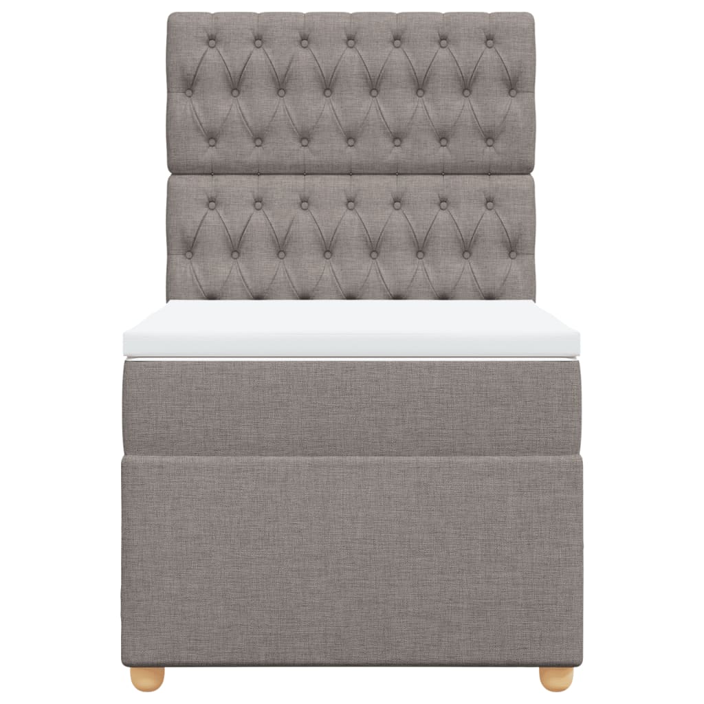 Κρεβάτι Boxspring με Στρώμα Taupe 90x200 εκ. Υφασμάτινο