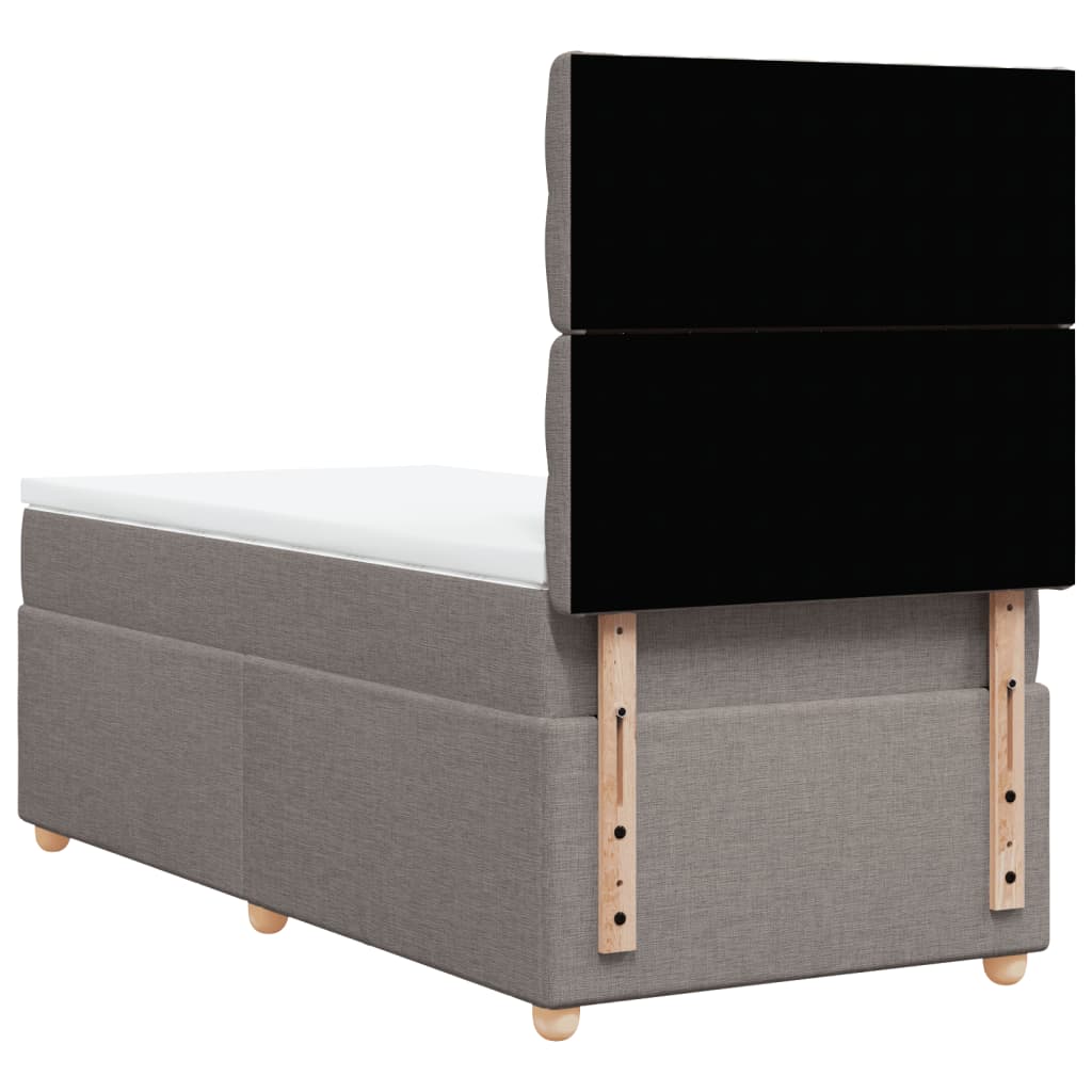 Κρεβάτι Boxspring με Στρώμα Taupe 90x200 εκ. Υφασμάτινο