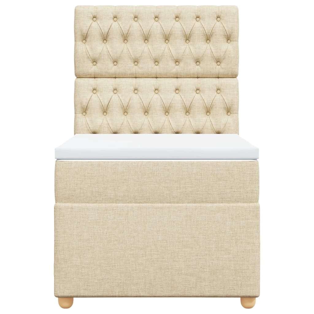 Κρεβάτι Boxspring με Στρώμα Κρεμ 90x200 εκ.Υφασμάτινο - Pakobazaar