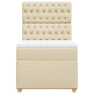 Κρεβάτι Boxspring με Στρώμα Κρεμ 90x200 εκ.Υφασμάτινο - Pakobazaar