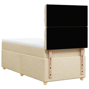Κρεβάτι Boxspring με Στρώμα Κρεμ 90x200 εκ.Υφασμάτινο - Pakobazaar
