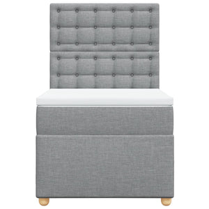 Κρεβάτι Boxspring με Στρώμα Ανοιχτό Γκρι 90x200 εκ. Υφασμάτινο - Pakobazaar