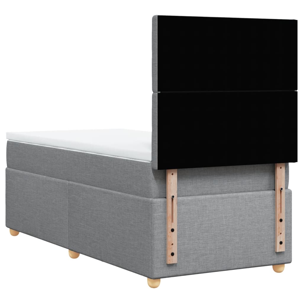 Κρεβάτι Boxspring με Στρώμα Ανοιχτό Γκρι 90x200 εκ. Υφασμάτινο - Pakobazaar
