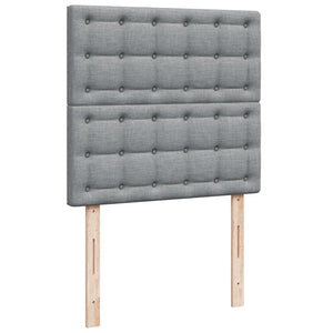 Κρεβάτι Boxspring με Στρώμα Ανοιχτό Γκρι 90x200 εκ. Υφασμάτινο - Pakobazaar