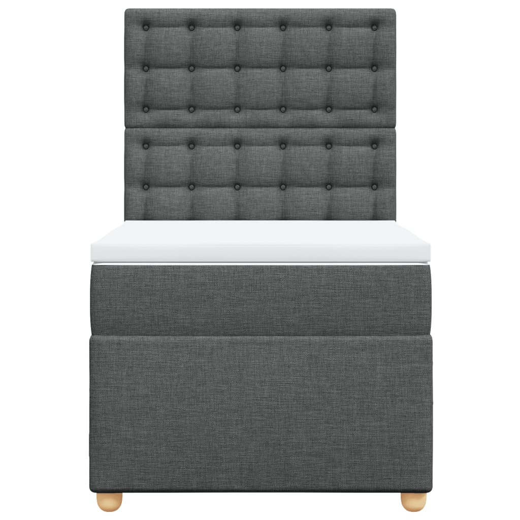 Κρεβάτι Boxspring με Στρώμα Σκούρο Γκρι 90x200 εκ. Υφασμάτινο - Pakobazaar
