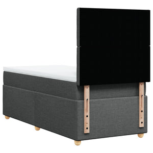 Κρεβάτι Boxspring με Στρώμα Σκούρο Γκρι 90x200 εκ. Υφασμάτινο - Pakobazaar