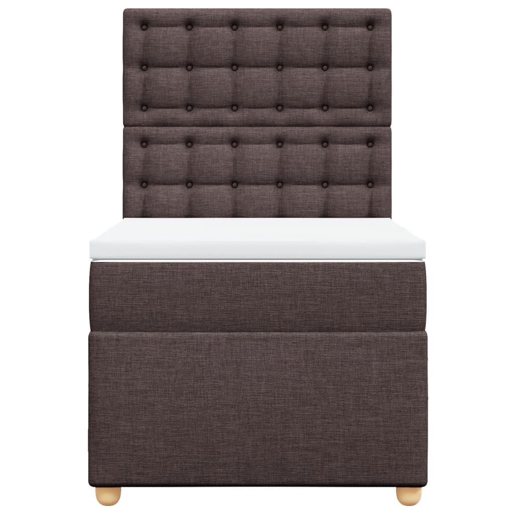 Κρεβάτι Boxspring με Στρώμα Σκούρο Καφέ 90x200 εκ. Υφασμάτινο