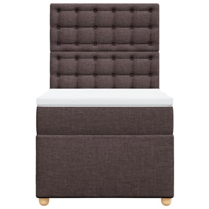 Κρεβάτι Boxspring με Στρώμα Σκούρο Καφέ 90x200 εκ. Υφασμάτινο