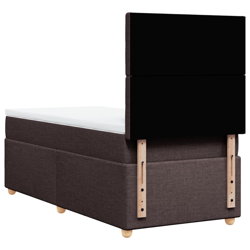 Κρεβάτι Boxspring με Στρώμα Σκούρο Καφέ 90x200 εκ. Υφασμάτινο