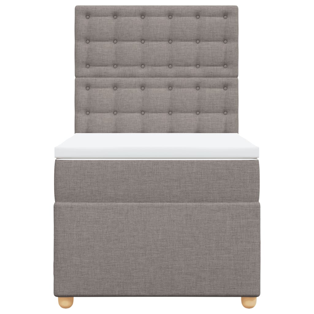 Κρεβάτι Boxspring με Στρώμα Taupe 90x200 εκ. Υφασμάτινο