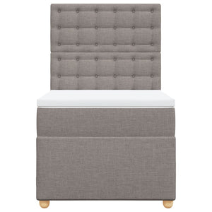 Κρεβάτι Boxspring με Στρώμα Taupe 90x200 εκ. Υφασμάτινο