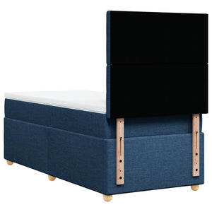 Κρεβάτι Boxspring με Στρώμα Μπλε 90x200 εκ.Υφασμάτινο