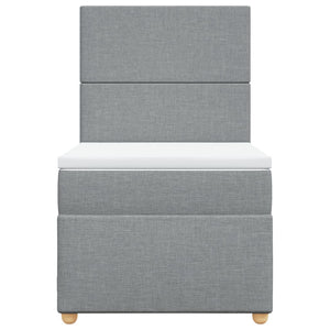 Κρεβάτι Boxspring με Στρώμα Ανοιχτό Γκρι 100x200 εκ. Υφασμάτινο