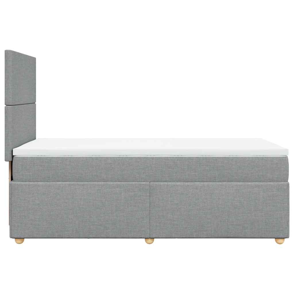 Κρεβάτι Boxspring με Στρώμα Ανοιχτό Γκρι 100x200 εκ. Υφασμάτινο
