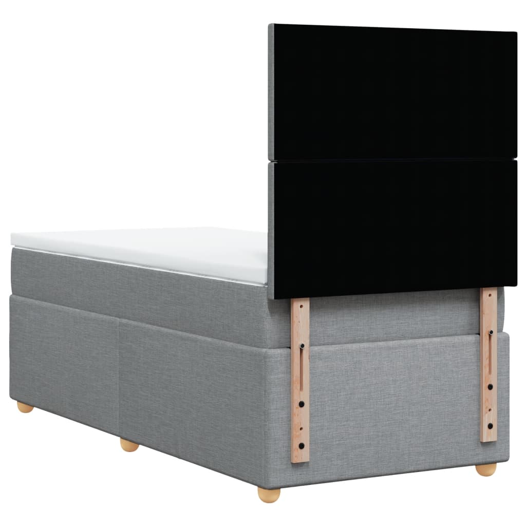 Κρεβάτι Boxspring με Στρώμα Ανοιχτό Γκρι 100x200 εκ. Υφασμάτινο