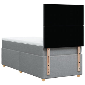 Κρεβάτι Boxspring με Στρώμα Ανοιχτό Γκρι 100x200 εκ. Υφασμάτινο