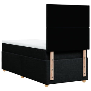 Κρεβάτι Boxspring με Στρώμα Μαύρο 100 x 200 εκ. Υφασμάτινο - Pakobazaar