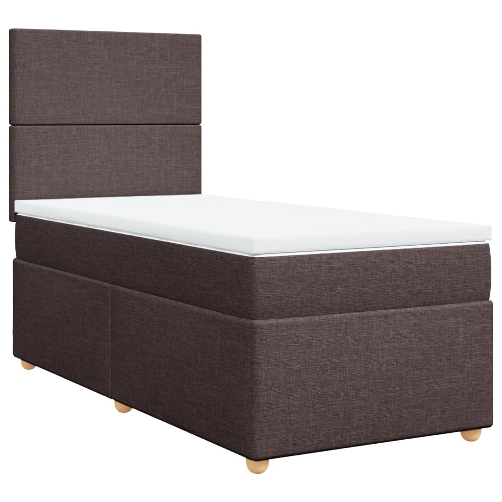 Κρεβάτι Boxspring με Στρώμα Σκούρο Καφέ 100x200 εκ. Υφασμάτινο