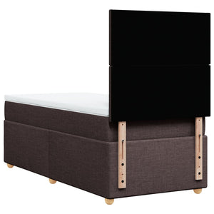 Κρεβάτι Boxspring με Στρώμα Σκούρο Καφέ 100x200 εκ. Υφασμάτινο